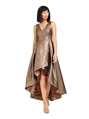Calvin Klein Sleeveless V-Neck Gown with High-Low Design – Women’s Formal Dresses for Special Occasions, Copper/Black, 4