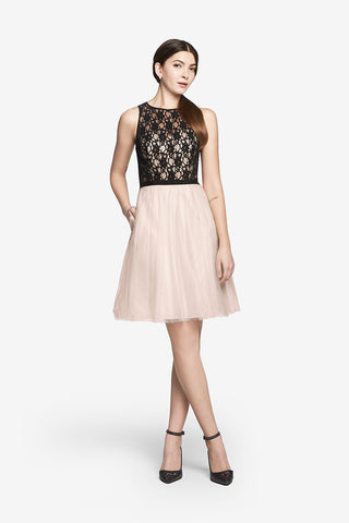Black-Blush Lace, Mid-Length KNOX dress from Gather & Gown
