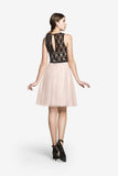 Black-Blush Lace, Mid-Length KNOX dress from Gather & Gown
