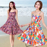 100% cotton colorful mini fit and flare dress